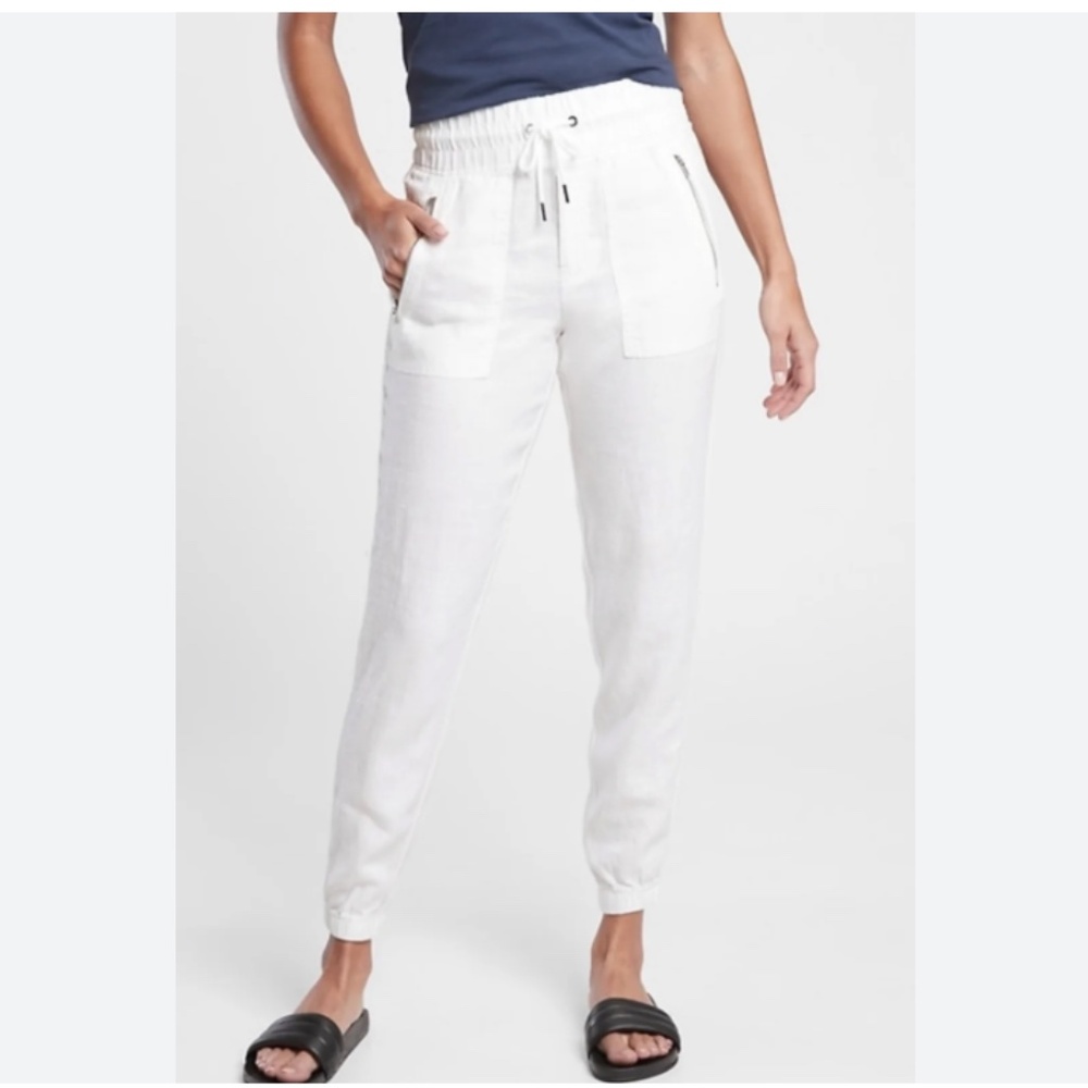 Athleta Cabo Linen Jogger White size 14 NWT
